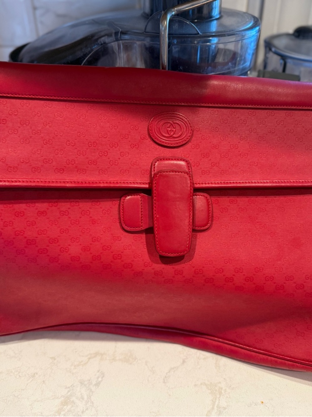 Vintage Gucci Beige and Red Leather Interior Zip portfolio bag - Picture 3 of 11